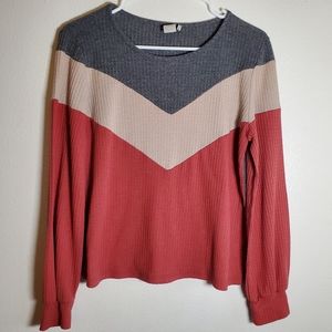 Paper Crane Color Block Thermal Long Sleeve Warm Womans Shirt Size Small